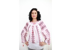 Ie damă cu mânecă lungă model simetric roşu